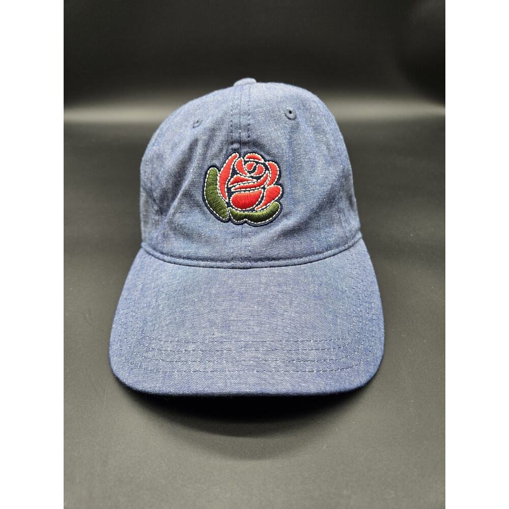 Embroidered Rose Hat‎ Cap Blue Adjustable